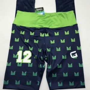 Womens Blue Green Seahawks Fitness Leggings